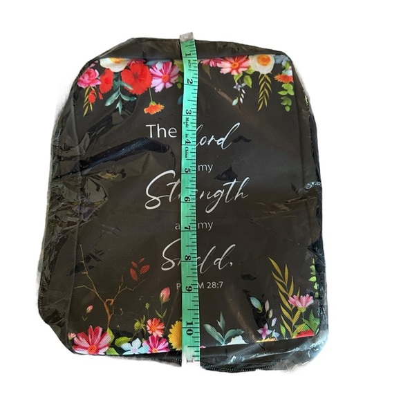 Floral Black Bible Cover with Inspirational Quote - Picture 3 of 4